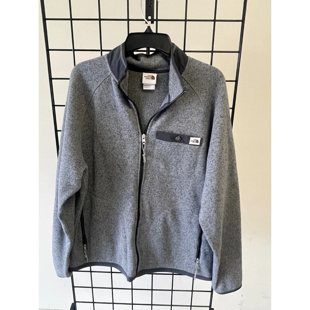 The North Face Mens‎ Grey Gordon Lyons Full Zip Heathered Fleece Jacket Large